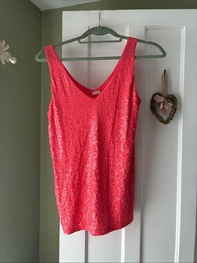 J. Crew Coral Sequin Tank Top